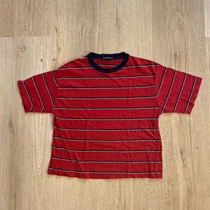 Brandy Melville Red Striped Short Sleeve Tee